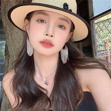 WASAIE Boho Linear Tassel Drop Dangling Earrings For Women,Silver Plated Long Formal Country Bohemia...