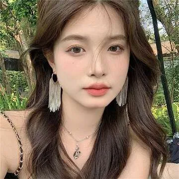 WASAIE Boho Linear Tassel Drop Dangling Earrings For Women,Silver Plated Long Formal Country Bohemian Fringe Chain Chandelier Prom Statement Trendy Earrings For Concert Wedding Party Prom