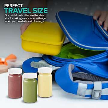 Stock Your Home Glass Shot Bottles with Caps (8 Pack) 2 Oz Juice, Wellness, or Ginger Shots Bottle - Leak Proof, Dishwasher Safe, Mini Jars with Plastic Lids - Reusable Small Juicing Containers