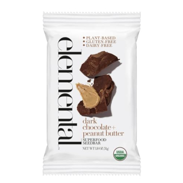 Elemental Superfood Seedbar, Dark Chocolate + Peanut Butter, 1.8 Ounce - 12 Pack, 100% Certified Org...