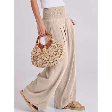 Stylish ANRABESS Women Linen Palazzo Pants - Casual Comfort