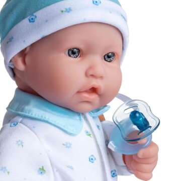 JC Toys, La Baby 16-inch Blue Washable Soft Body Boy Baby Doll with Accessories - For Children 12 Months and older, Designed by Berenguer