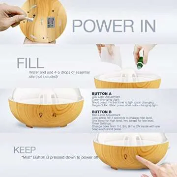 Stylish Cool Mist Humidifiers with Essential Oil Diffuser