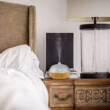 Cool Mist Humidifiers - Essential Oil Diffusers with 7 Lighting Options - Auto Shut Off Humidifiers for Bedroom, Home & Office Glass Brown