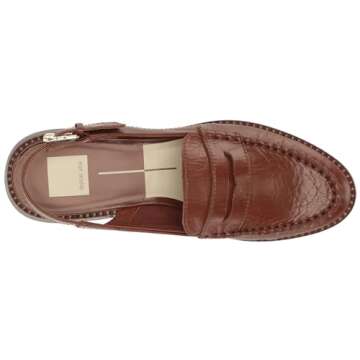 DOLCE VITA Women's Hardi Loafer, Brown Crinkle Patent, 7.5