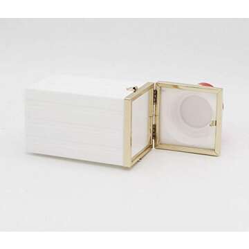 Shiratori Women Acrylic Black Lipstick Shape Evening Bags Purses Clutch Vintage Banquet Shoulder Bag Classic Crossbody Bags for GIRLS White