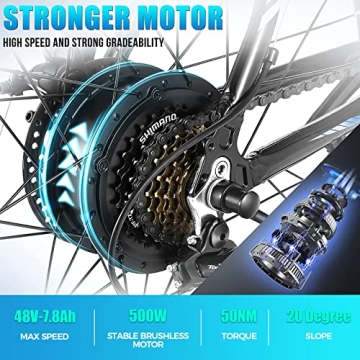 ANCHEER Electric Bike for Adults, [Peak 750W Motor] Electric Mountain Bike, 26" Sunshine Commuter Ebike, 55 Miles 22MPH Electric Bicycle with 48V/374Wh Battery, LCD-Display, 21 Speed