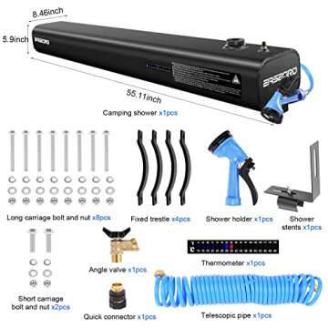 EASEORD 8 Gallon Pressurized Water Tank for Camping Shower Roof-Rack Shower for Off-Road Vehicles, Pick-up Trucks, SUV Water Tank for Overlanding,Water Storage, Outdoor Activities Water Supply