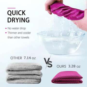 4 Packs Cooling Towels, 40" x 12" Microfiber Cooling Towels for Neck and Face, Soft Breathable Gym Towels for Working Out with Waterproof Bag & Carabiner, Sweat Towels for Running, Yoga, Travel, Climb