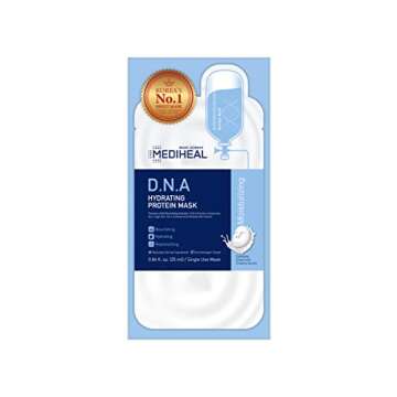 Mediheal Official [Korea's No 1 Sheet Mask] - 10 Pack D.N.A Hydrating Protein Mask/Jojoba Oil & Squalane & Ceramide Contained Skin Nourishing Facial Mask, Bamboo Cellulose Sheet with Creamy Essence