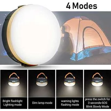 Censinda LED Camping Lantern, Rechargeable Portable Tent Light, 300LM,3 Light Modes,1800mAh Power Ba...
