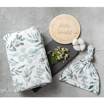 Miaoberry Organic Eucalyptus Baby Swaddle Set for Newborns