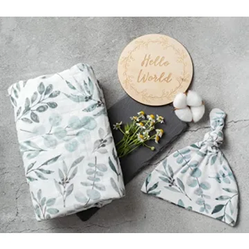 Miaoberry Organic Eucalyptus Baby Swaddle Set for Newborns