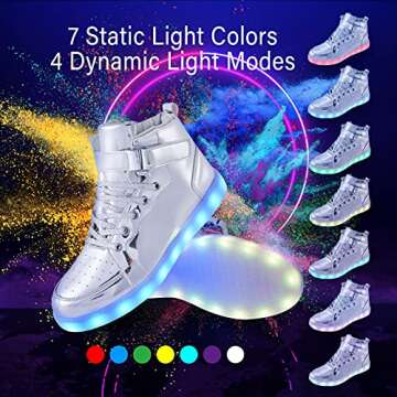 PYYIQI Kids Led Shoes - High Top Light Up Sneakers for Fun Dance Parties
