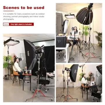 Heavy Duty Light Stand with Casters 100% Stainless Steel 30kg/66lb Load Bearing Adjustable 130/4.3ft - 305CM/10ft Photography Light Stand with Wheels for Photography Studio Softbox, Monolight (Silver)