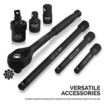 NEIKO 02446A 1/2" Impact Socket Set, 35 Piece, Deep Socket Kit Assortment, Standard SAE (3/8”-1-1/4”) and Metric MM (10-32mm) Sizes, Includes Ratchet Handle and Impact Extension Bars