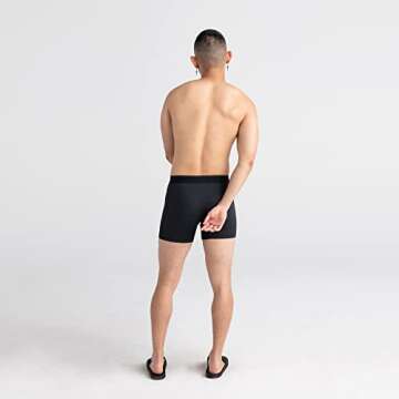 SAXX Underwear Co. Men's Underwear Boxer Briefs - Quest Quick Dry Mesh Boxer Briefs with Built-in Pouch Support - Black II, Large