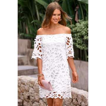 Elegant Off Shoulder Floral Lace Mini Dress for Women