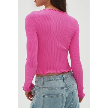 CHYRII Women’s Ruffled Long Sleeve V Neck Fall Top