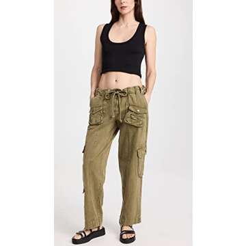 Free People Women's Tahiti Cargo Pants, Dried Herb