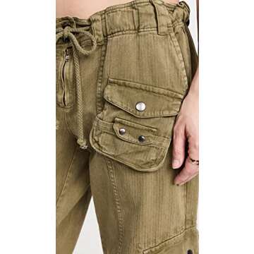 Free People Women's Tahiti Cargo Pants, Dried Herb