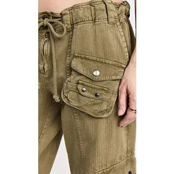 Free People Women's Tahiti Cargo Pants, Dried Herb