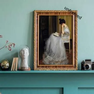 Vintage French Victorian Woman Reading Portrait Wall Art