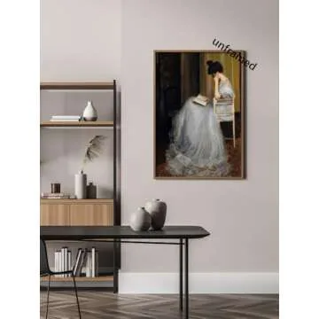 Vintage French Victorian Woman Reading Portrait Wall Art
