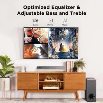 Hiwill 120W Peak Power Soundbar for 4K & HD Smart TVs, Sound Bars for TV with Big 5.25'' Subwoofer, Surround Sound System, Deep Adjustable Bass, 2xDSP, HiFi Bluetooth 5.3 Home Audio, HDMI ARC/Opt/AUX