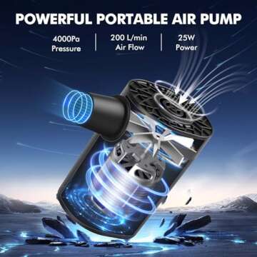 Portable Air Pump for Mattress Inflatables: Inflate & Deflate Function - Compact 4 AA Batterie Power...