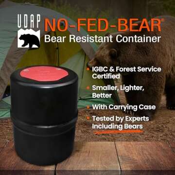 UDAP NO-FED-BEAR Bear Resistant Canister, Hiking Camping Backpacking Hunting Food Storage Container ...