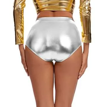 OVIGILY Women's Shiny Briefs Metallic Shorts Booty Dance Festival Bottoms