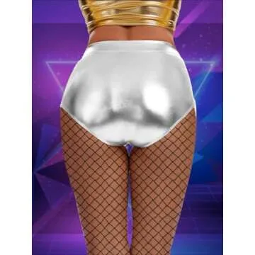 OVIGILY Women's Shiny Briefs Metallic Shorts Booty Dance Festival Bottoms