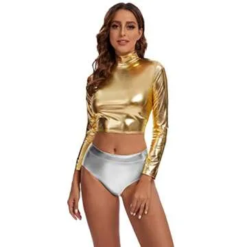 OVIGILY Women's Shiny Briefs Metallic Shorts Booty Dance Festival Bottoms