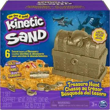 Kinetic Sand Treasure Hunt Playset - 14 Surprises & Shimmer Gold Sand