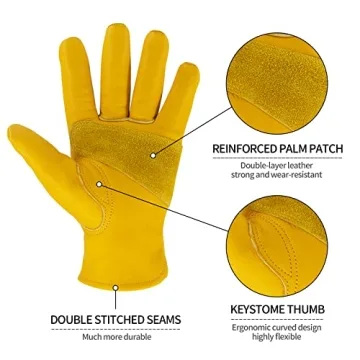 KKOYING Leather Work Gloves for Men & Women