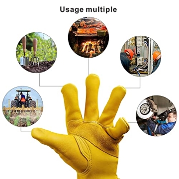 KKOYING Leather Work Gloves for Men & Women
