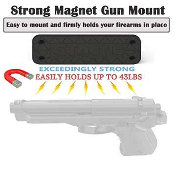 GTactic 2 Pack Magnetic Mount with Adhesive | Rubber Coated 45 Lbs Rated Magnet Mount & Holster | Concealed Holder for Firearms