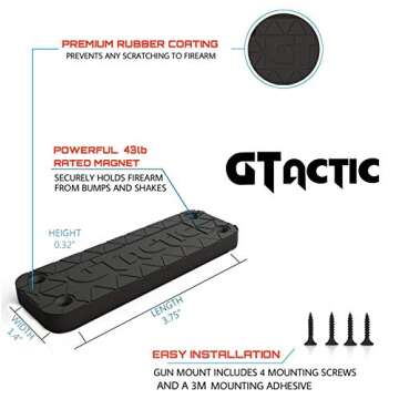 GTactic 2 Pack Magnetic Mount with Adhesive | Rubber Coated 45 Lbs Rated Magnet Mount & Holster | Concealed Holder for Firearms