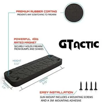 GTactic 2 Pack Magnetic Mount with Adhesive | Rubber Coated 45 Lbs Rated Magnet Mount & Holster | Concealed Holder for Firearms