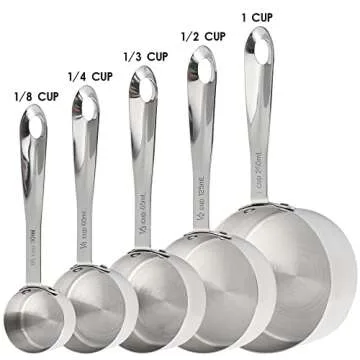 Nstezrne Measuring Cups Set of 5, Stainless Steel Measuring Cups Set, Kitchen Measuring Cup Set, Metal Measuring Spoons for Baking, Dry Measuring Cups, Heavy Duty Measurement Cups with 1/8 Measure Cup