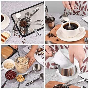 Nstezrne Measuring Cups Set of 5, Stainless Steel Measuring Cups Set, Kitchen Measuring Cup Set, Metal Measuring Spoons for Baking, Dry Measuring Cups, Heavy Duty Measurement Cups with 1/8 Measure Cup