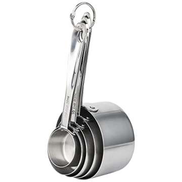 Nstezrne Measuring Cups Set of 5, Stainless Steel Measuring Cups Set, Kitchen Measuring Cup Set, Metal Measuring Spoons for Baking, Dry Measuring Cups, Heavy Duty Measurement Cups with 1/8 Measure Cup