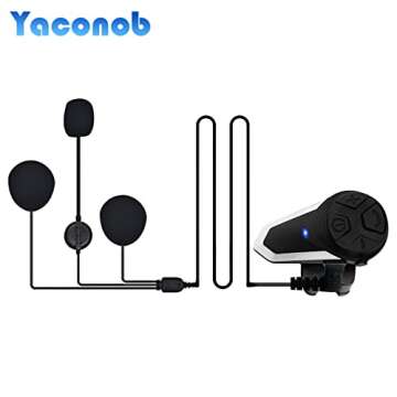 Yaconob Bluetooth Headset for Motorcycles - 1000m Intercom