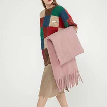 SUNDSGT Big Scarf Coloured Checked Oversized Scarf Tassel Soft Fall Winter Thick Scarf Warm Shawl Wo...