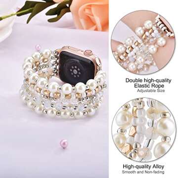 VISOOM Beaded Bracelet Compatible for Apple Watch Band 42mm/44mm/45mm/46mm Series 10 9 8 7 SE Series...