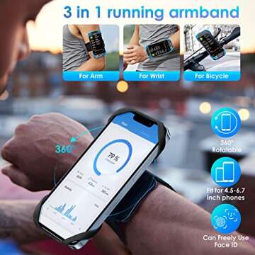 Cikyner Running Armband: 3-in-1 Detachable Phone Holder