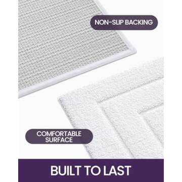DEXI Bathroom Rug Mat, Non Slip Washable Soft Absorbent Mats, Rubber Backing Quick Dry Microfiber Runner Rugs for Shower Floor, Bath Accessories Decor 43x24, White