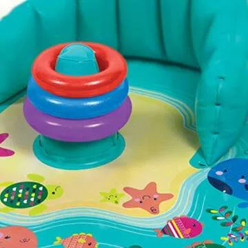 SwimSchool Baby Splash Play Mat with Adjustable Canopy – Inflatable Play Pool for Babies & Infants with Backrest – Includes Baby Water Toy Rings