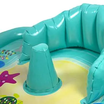 SwimSchool Baby Splash Play Mat with Adjustable Canopy – Inflatable Play Pool for Babies & Infants with Backrest – Includes Baby Water Toy Rings